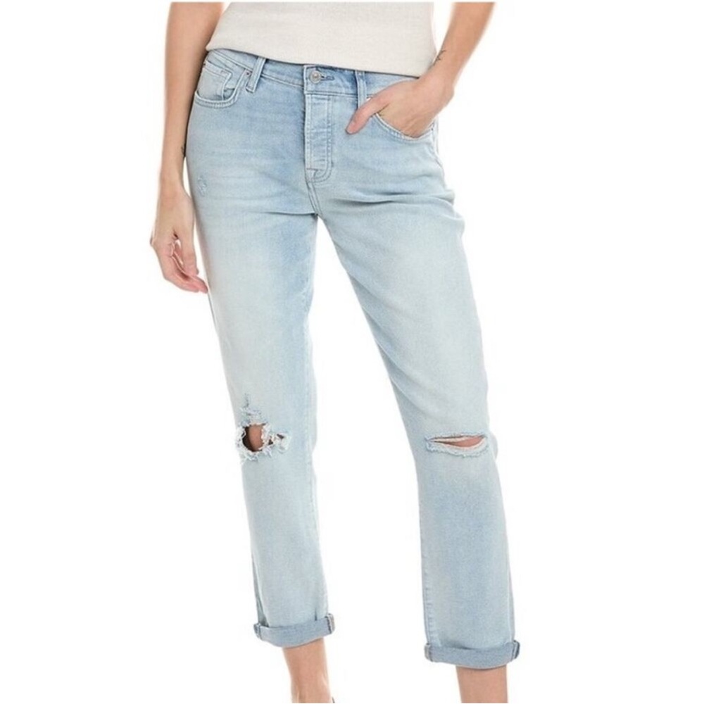 7 for All Mankind Size 26 Josefina Luxe Vintage Slim Boyfriend Distressed Jeans